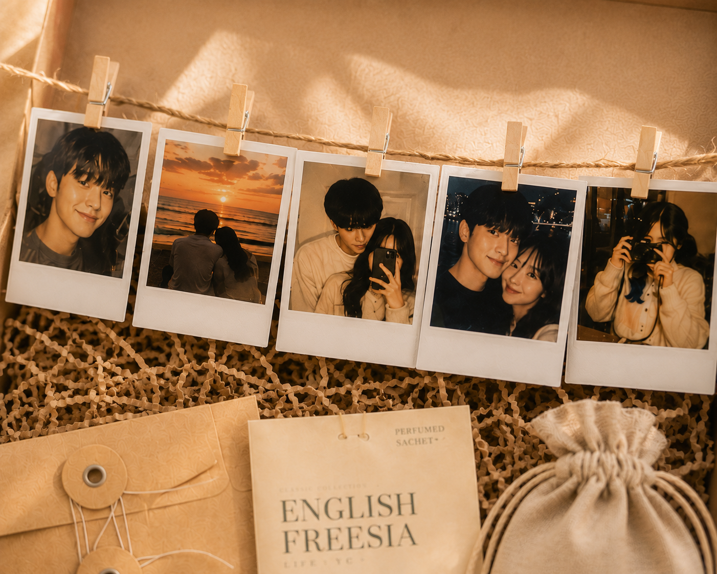 그때, 우리는 타임캡슐 패키징 — 빨랫줄 폴라로이드